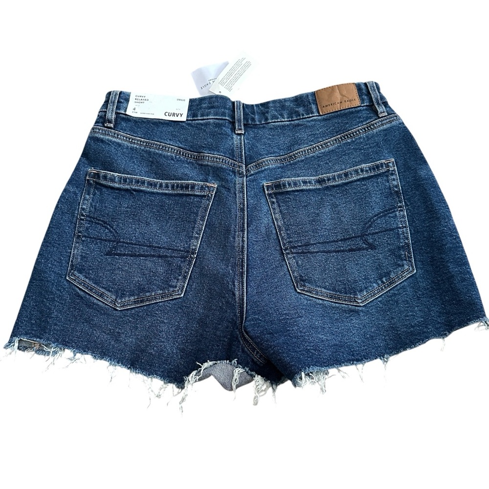 NWT American Eagle Strigid Curvy Relaxed Denim Cut Off Jean Shorts Womens 4 (27) - Picture 2 of 4